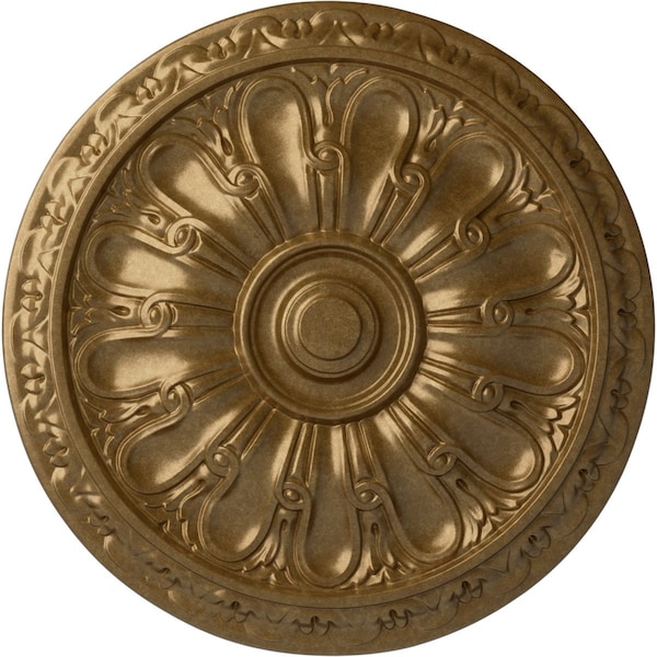 Ekena Millwork Kirke Ceiling Medallion (Fits Canopies up to 3 3/4"), Hand-Painted Pale Gold, 15 3/4"OD x 5/8"P CM16KIPAS - main